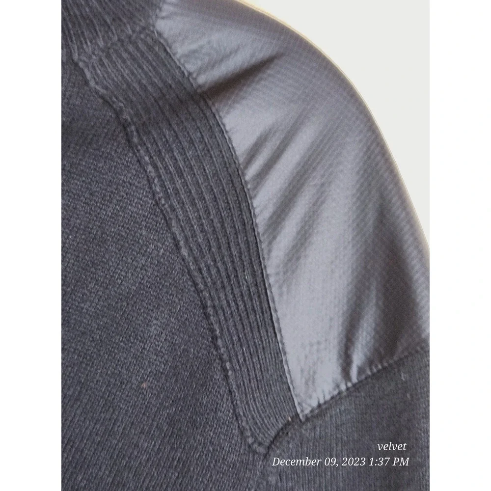 Harley Davidson Mens Black Quarter Zip Sweater Nylon Shoulder Overlays Size M